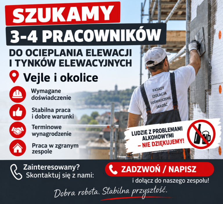 Praca przy elewacjach w rejonie Vejle